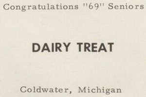 Dairy Treat - Tekonsha High School - Indian Yearbook Class Of 1969 Ad (newer photo)